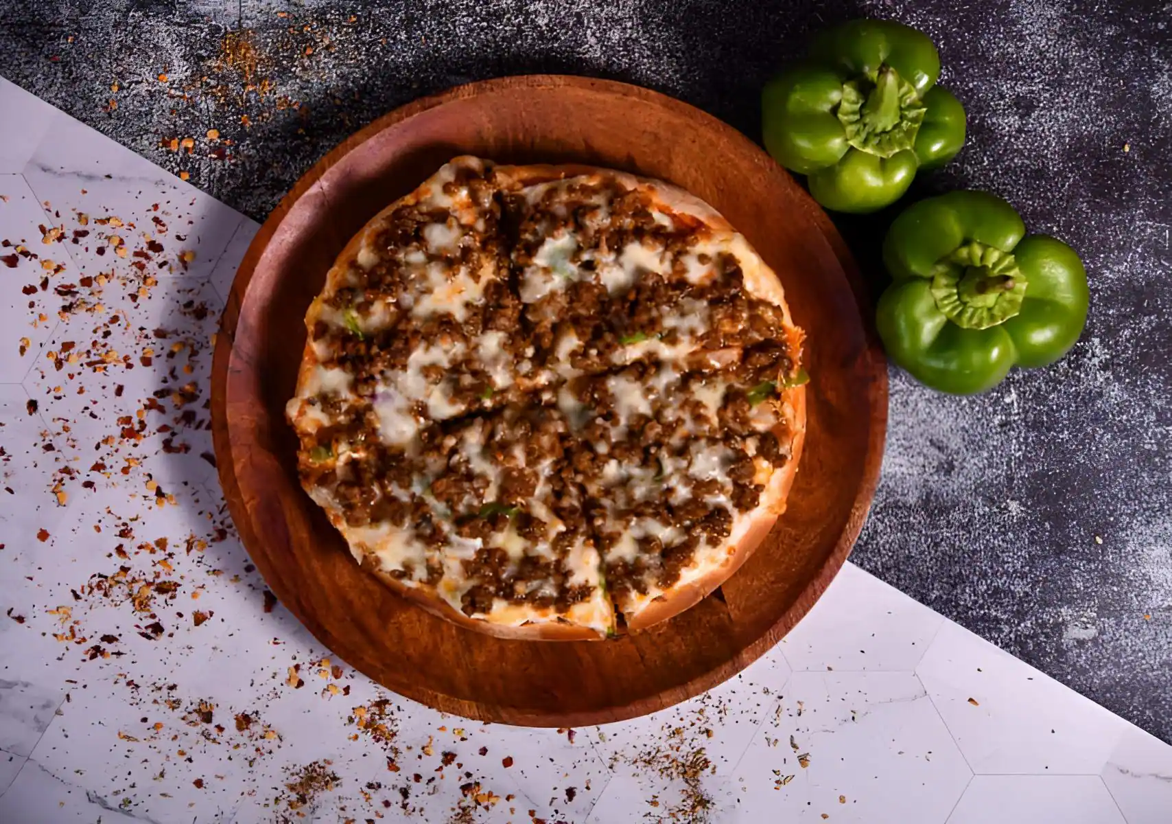 Minced MUTTON Capsicum Onion Pizza