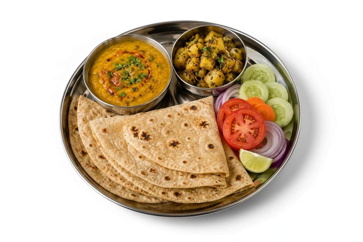 Dal + 4 Roti + Jeera Aloo + Salad