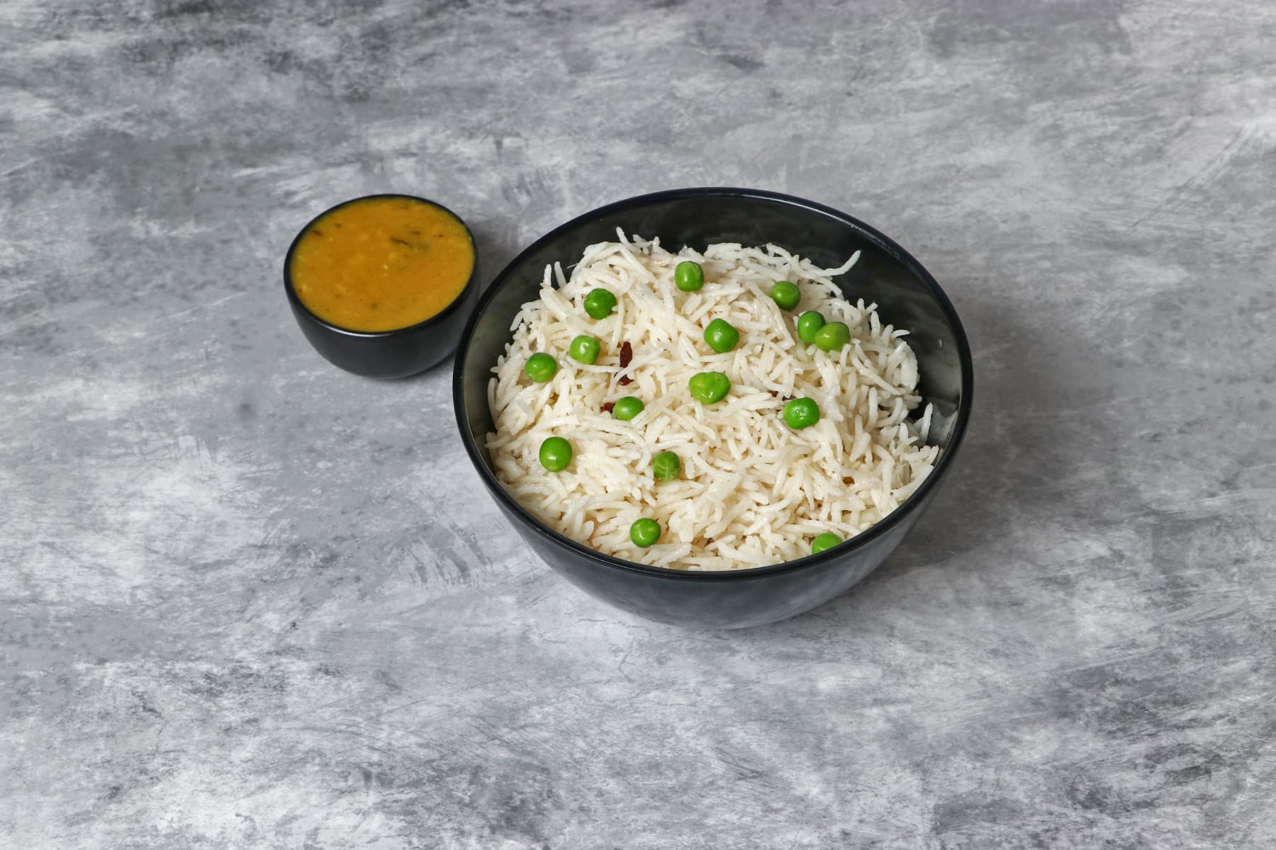 Peas Pulao With Little Dal