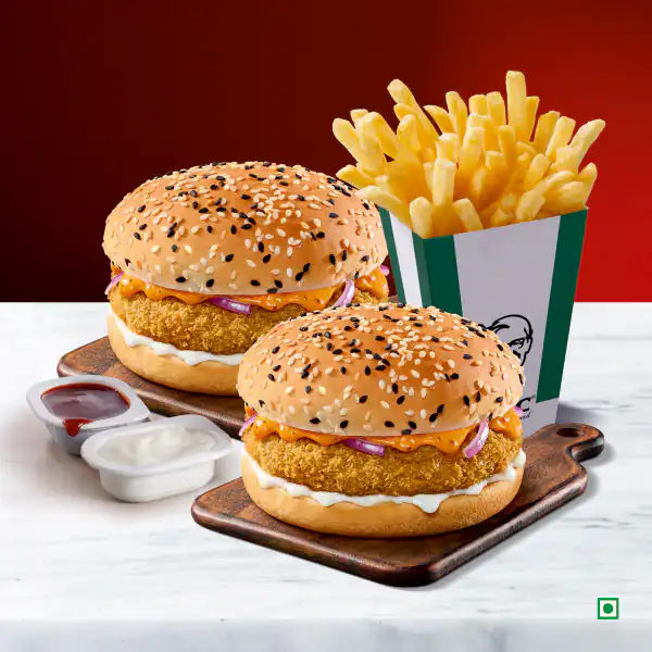 2 X Chatpata Chana Veg Burger & Fries Combo