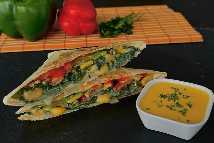 Spinach And Corn Breakfast Quesadilla