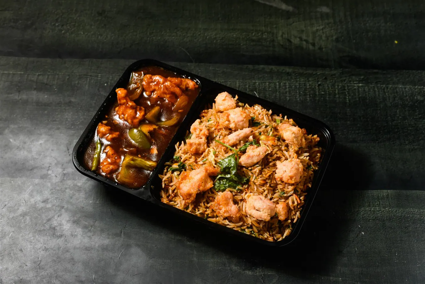 Chicken Manchurian Rice With Boneless Chilli Chicken [3 Pieces]