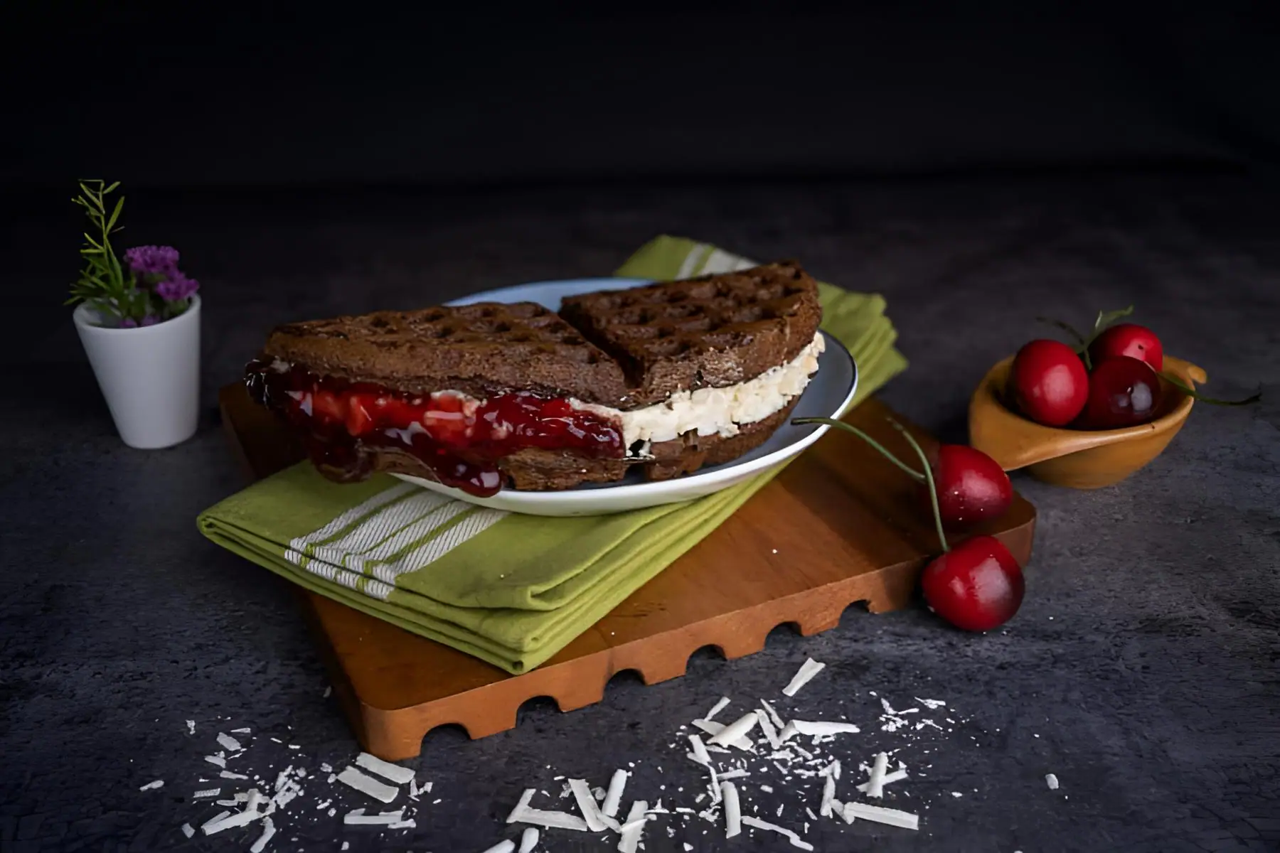 White Forest Waffle Sandwich