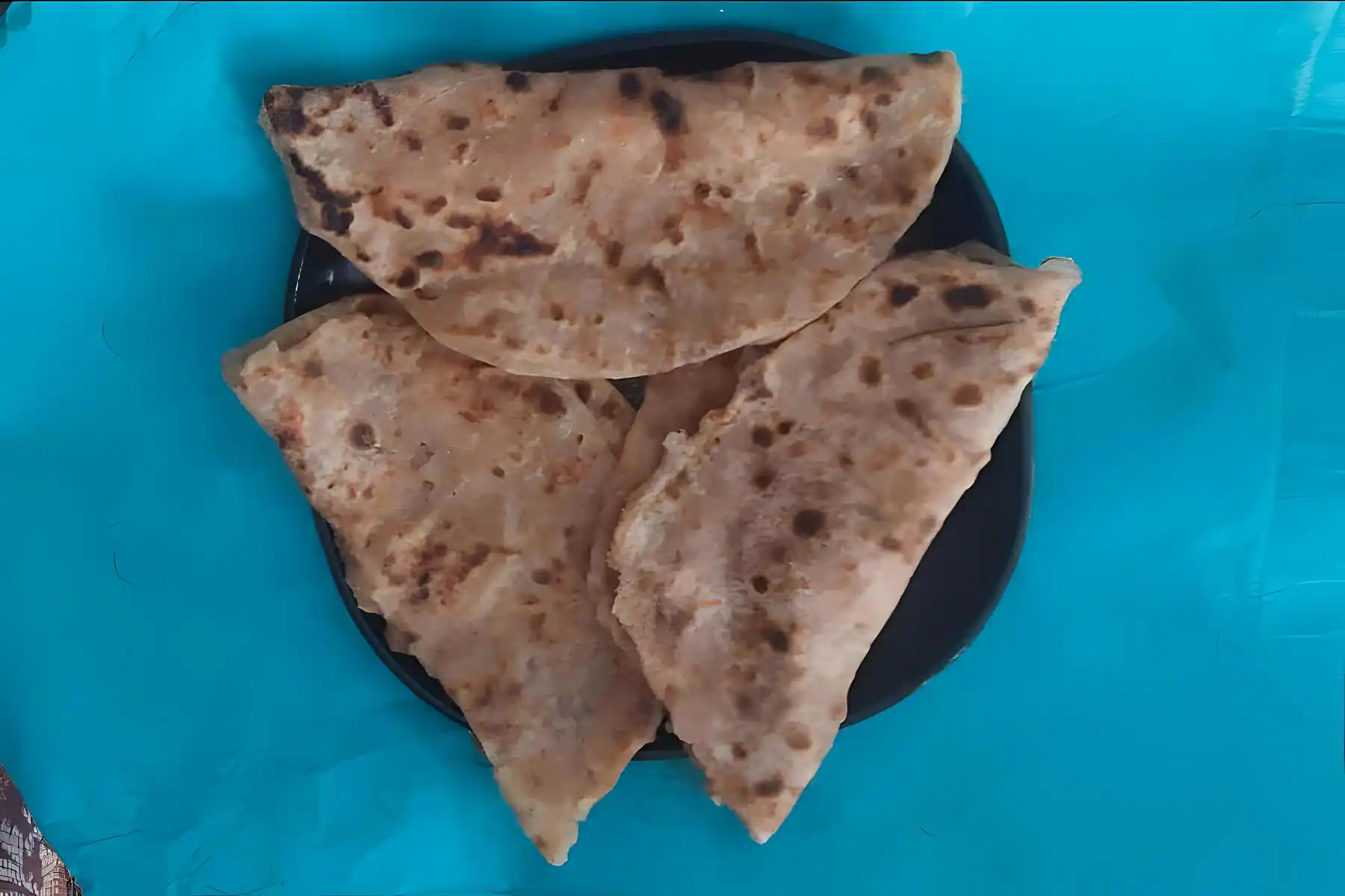 Tawa Aloo Pyaaz Paratha Prepared Punjabi Style Served Chutney+Achar