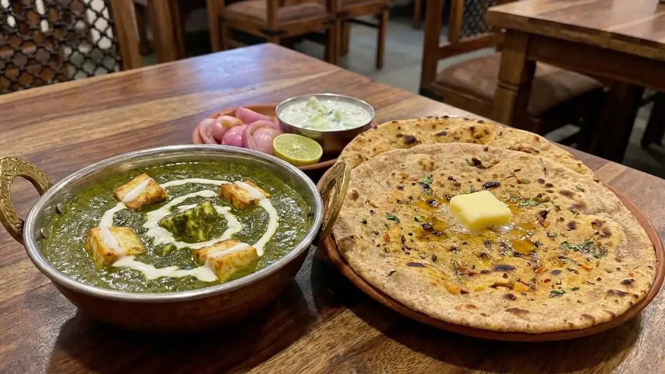 Palak Paneer Thali (Palak Paneer 250ml +2 Missie Roti)
