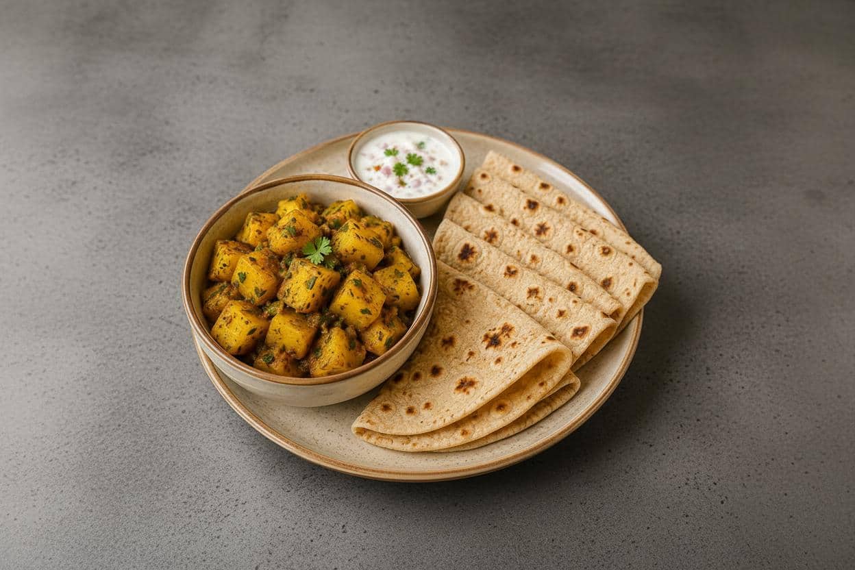 Aloo Jeera Masala With Raita and 4 Roti