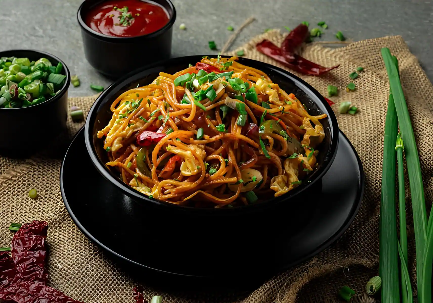Egg Burnt Chilli Noodles