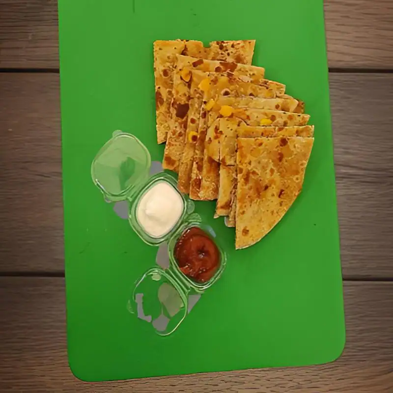 Pizza Parantha With Sauces And Dips