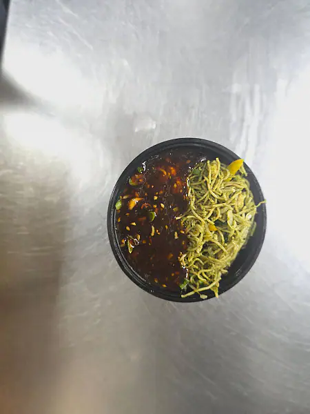 Veg Chilli Basil Noodles With Hakka Sauce