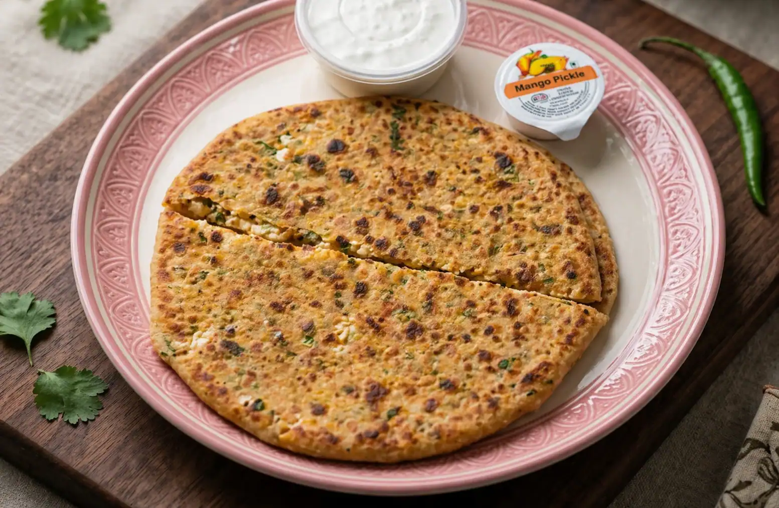 Paneer Paratha (with Curd & Pickle)