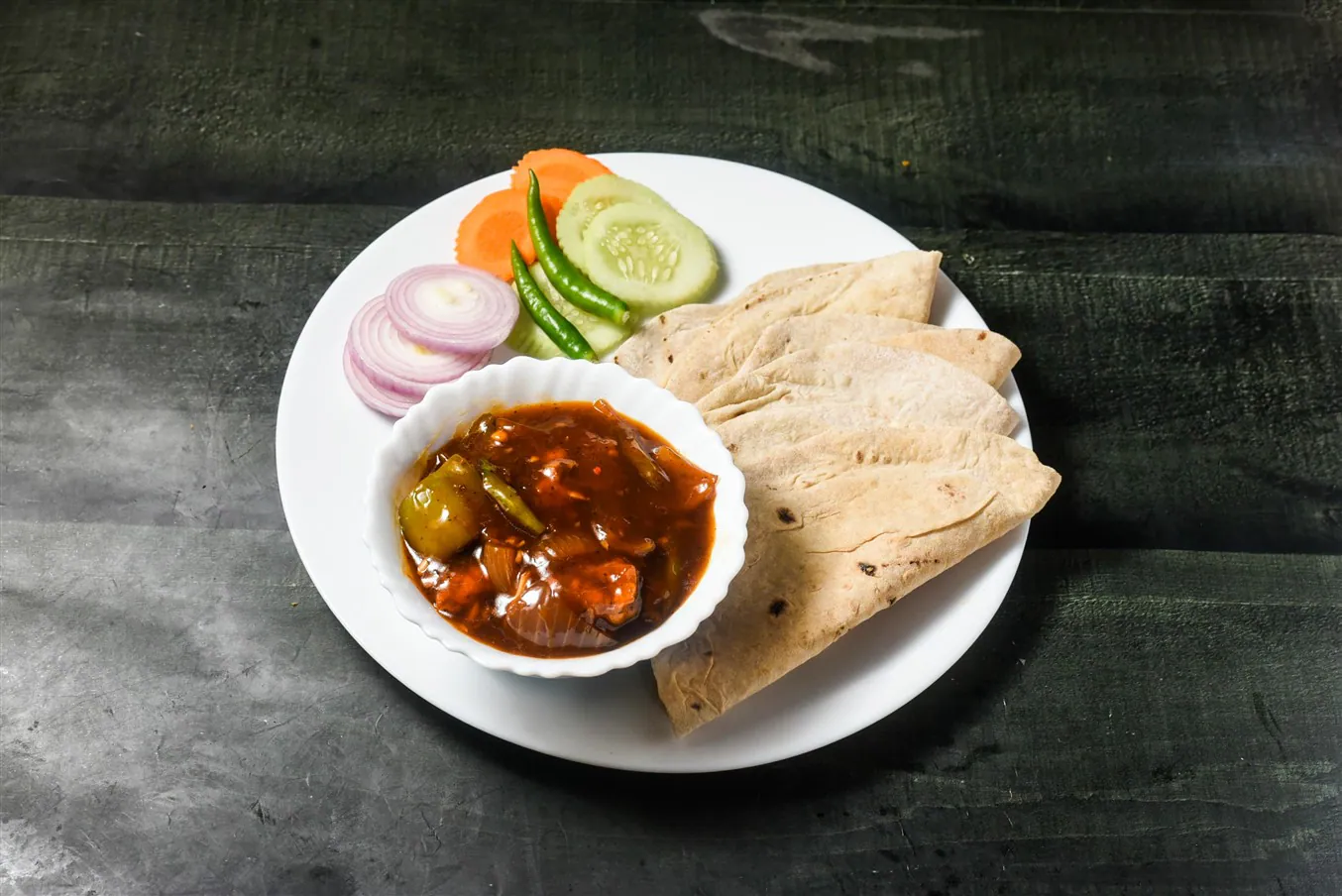 Chilli Chicken [3 Pieces] With 5 Hath Roti