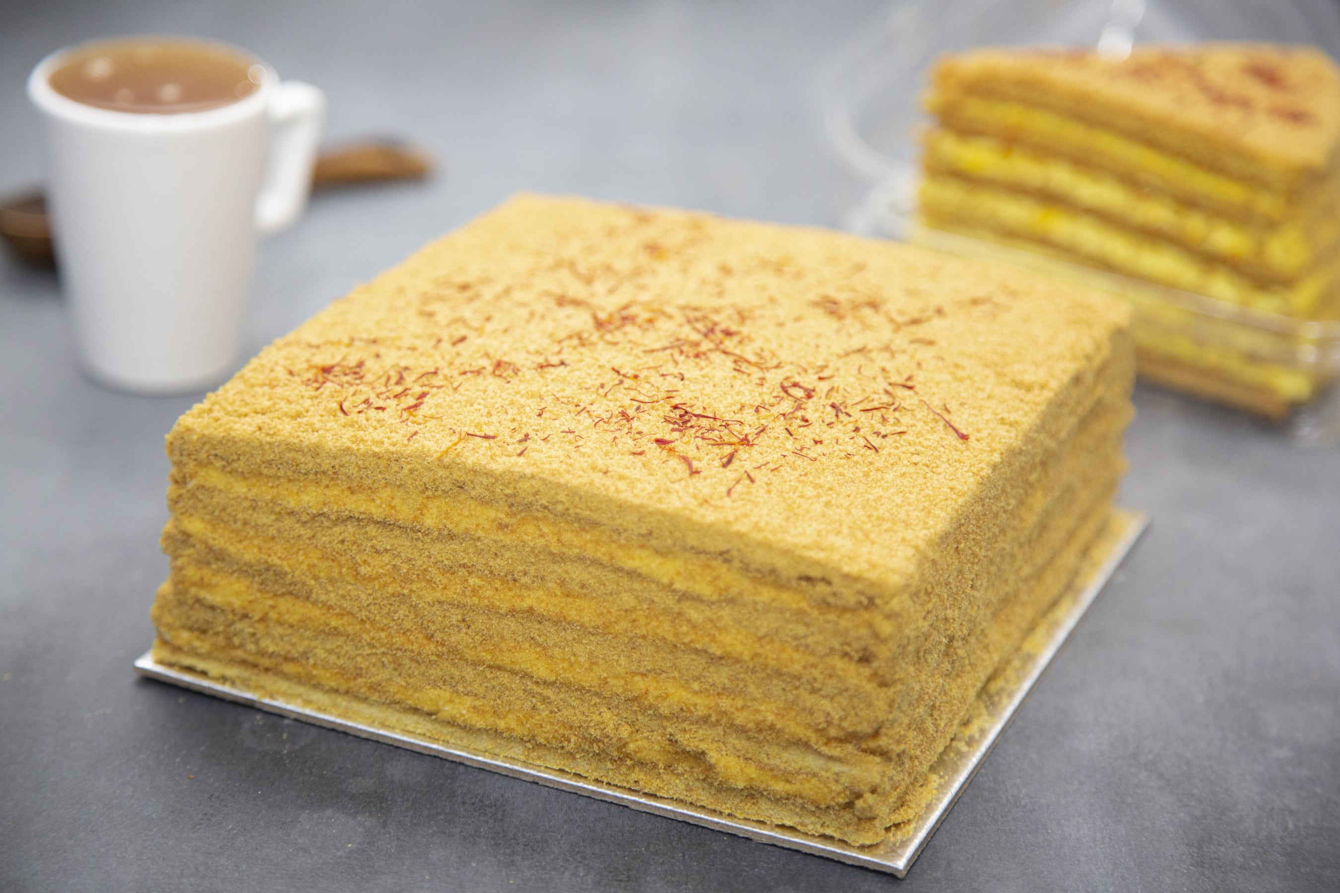 Premium Photo | Bee hive and yellow colored honey in the cake