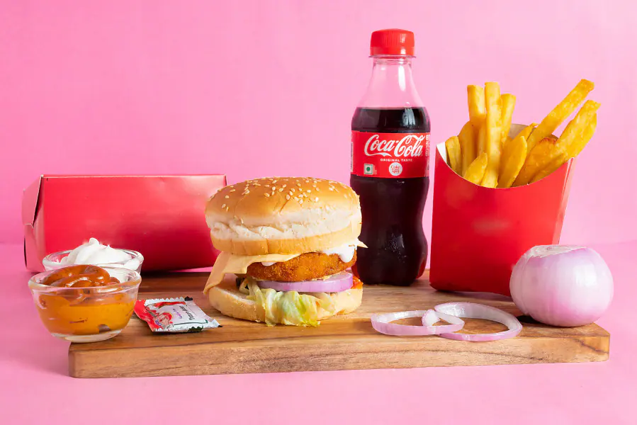 Bean Burger Meal(burger+coca COLA +fries)