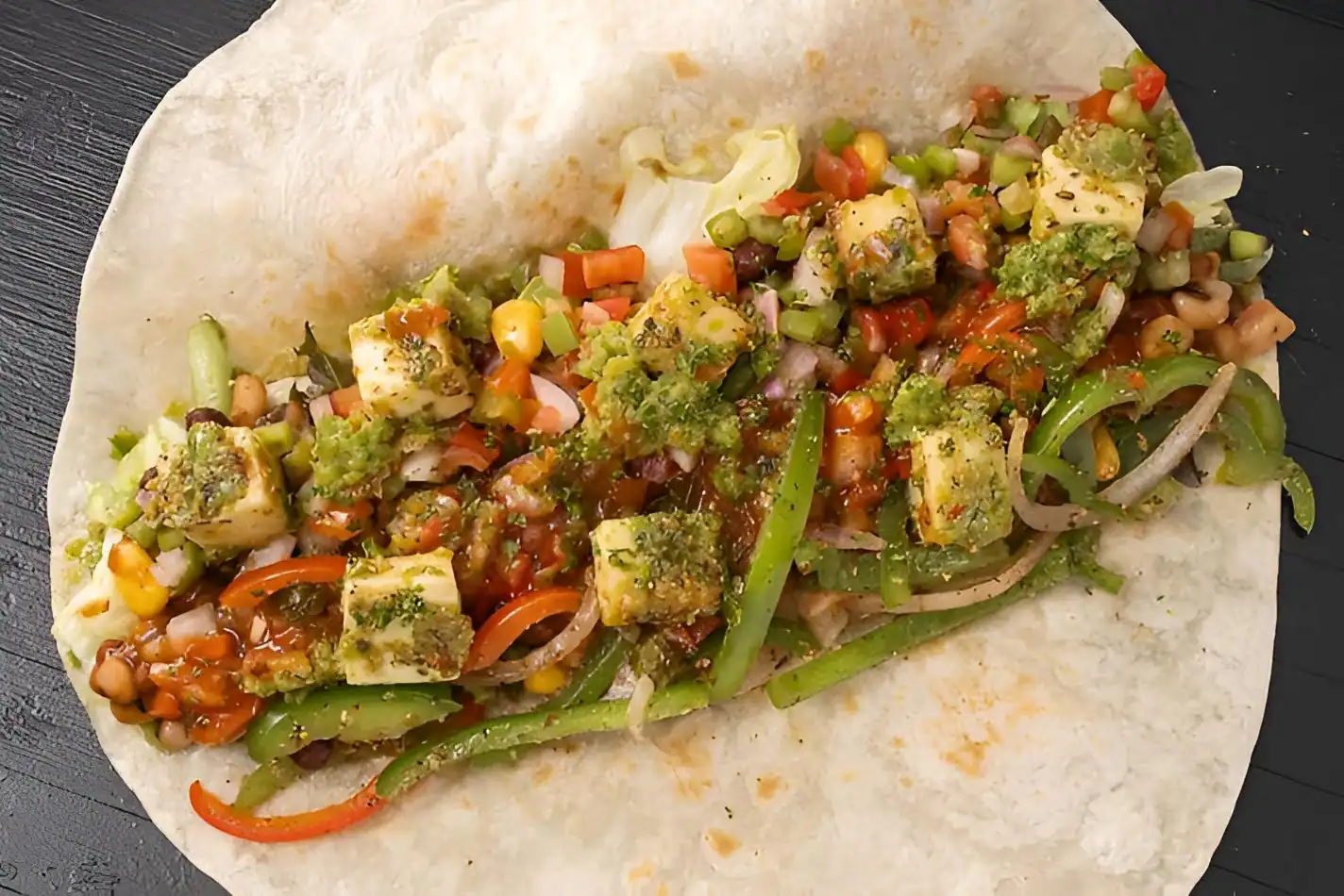 Baked Paneer Salsa Verde Buritto Wrap