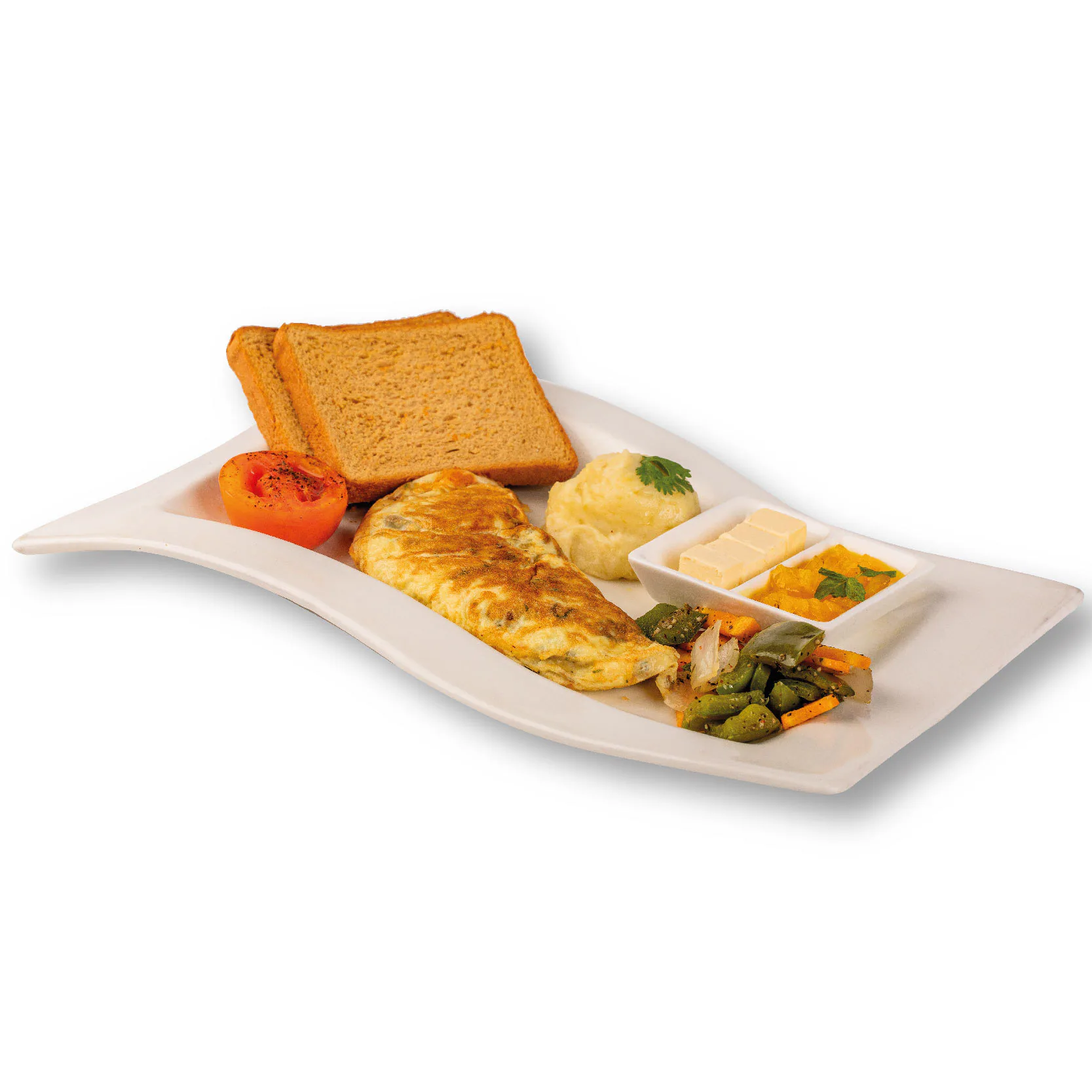 Mushroom N Cheese Omelette Breakfast Platter