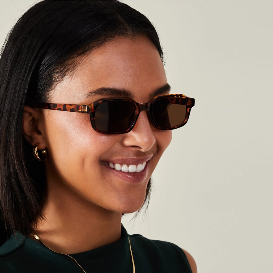 Tort Mini Crystal Tortoiseshell Square Sunglasses