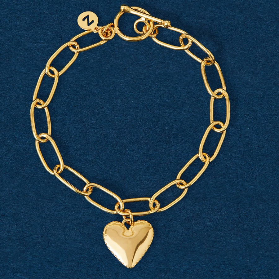 14k Real Gold Plated Heart Chain Bracelet