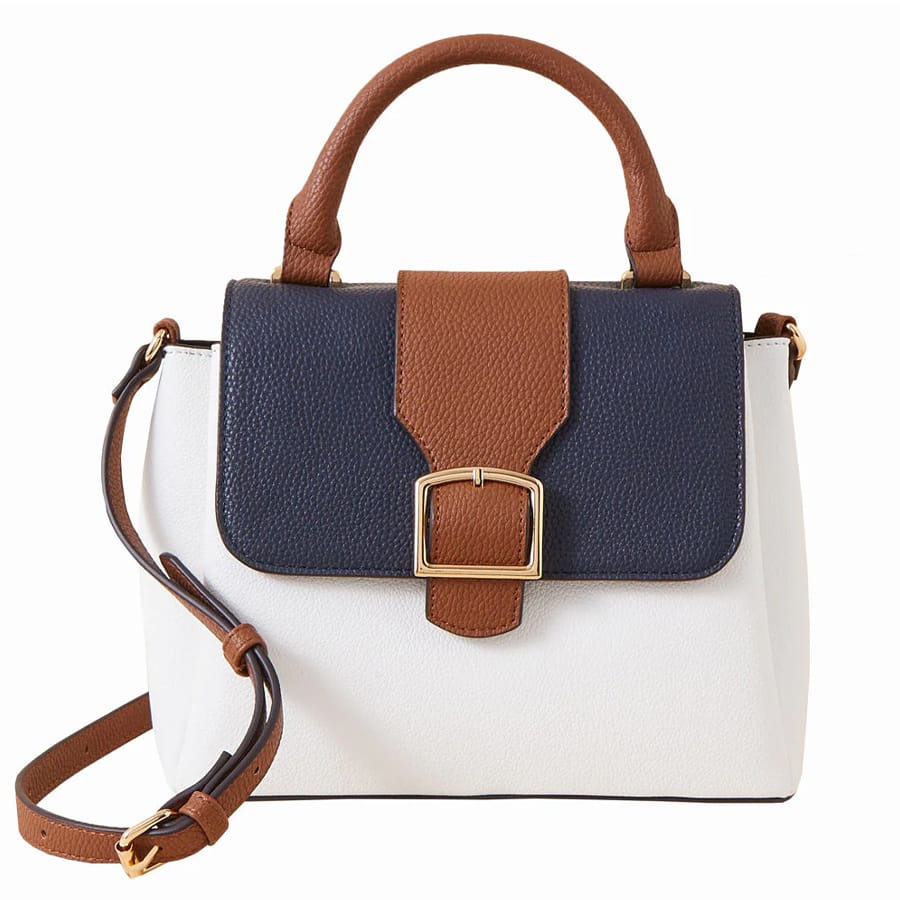 Accessorize London Women's Faux Leather Multi Colourblock handheld Satchel Sling Bag