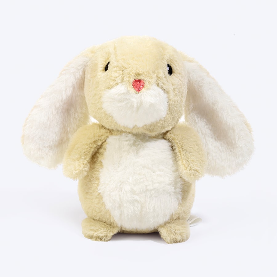 HUFT Funny Bunny Plush Dog Toy - Beige & White