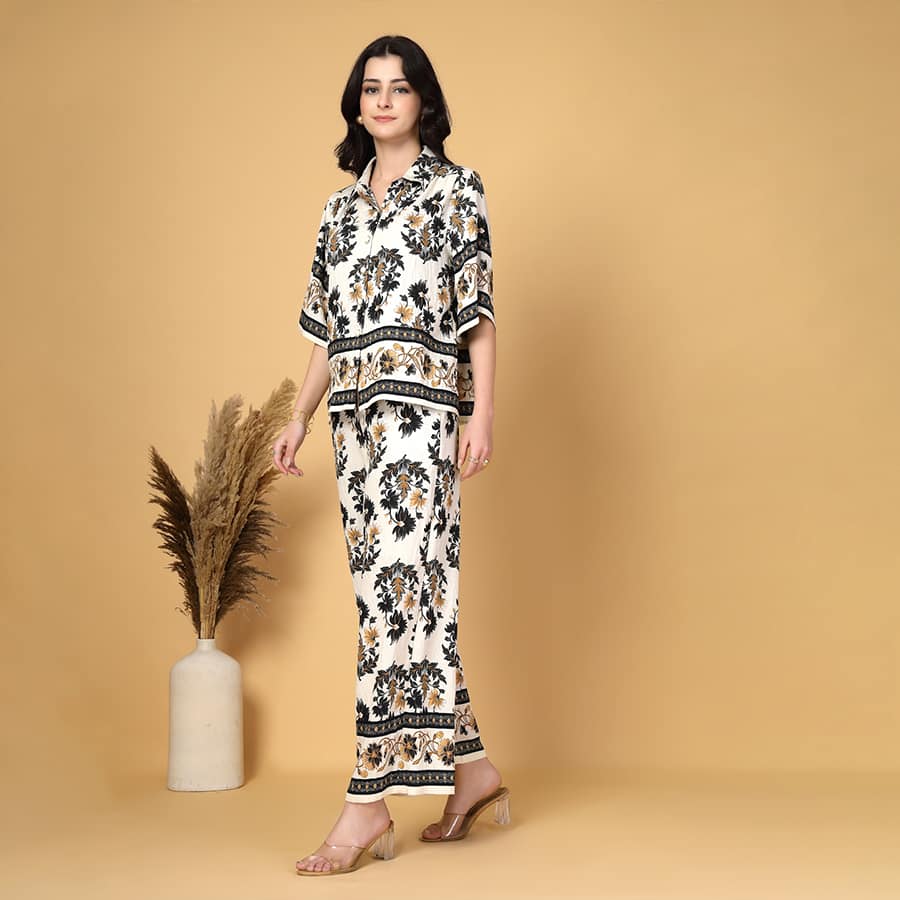Gipsy Black Printed Rayon Co-ord Set
