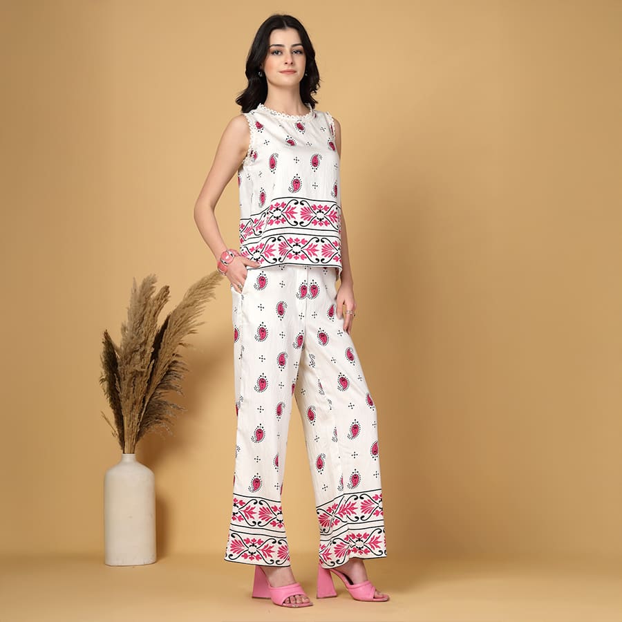Gipsy Pink Paisley Rayon Top With Pants