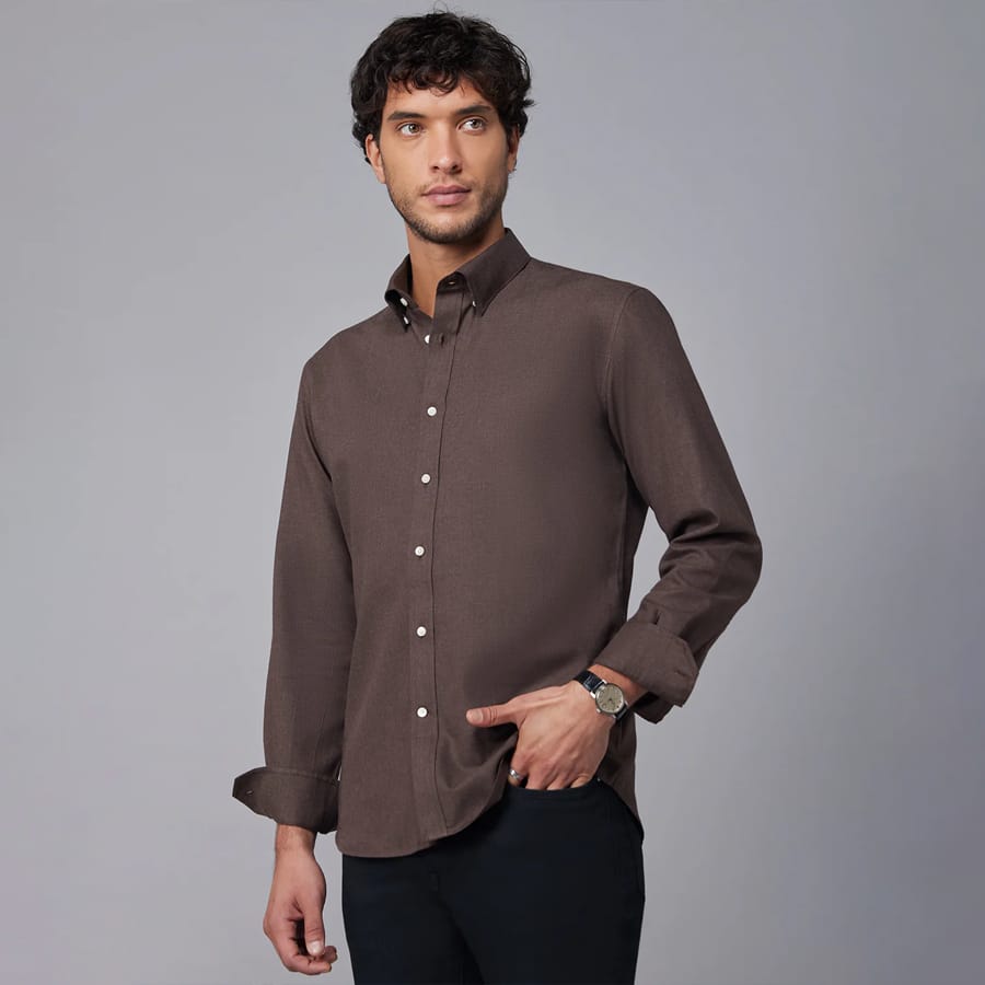 Brushed Twill Shirt - Brown