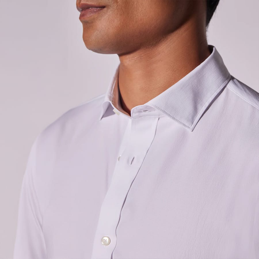 Wrinkle-Free Bamboo-Blend Dobby Shirt - White