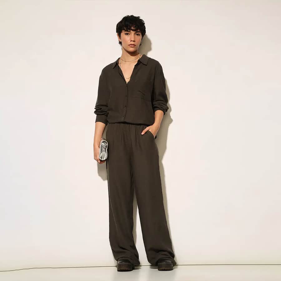 Moss Green Linen Blend Pants
