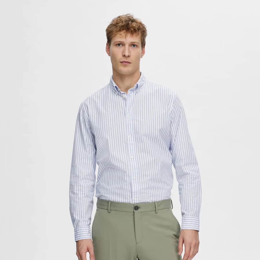 Light Blue Striped Poplin Shirt