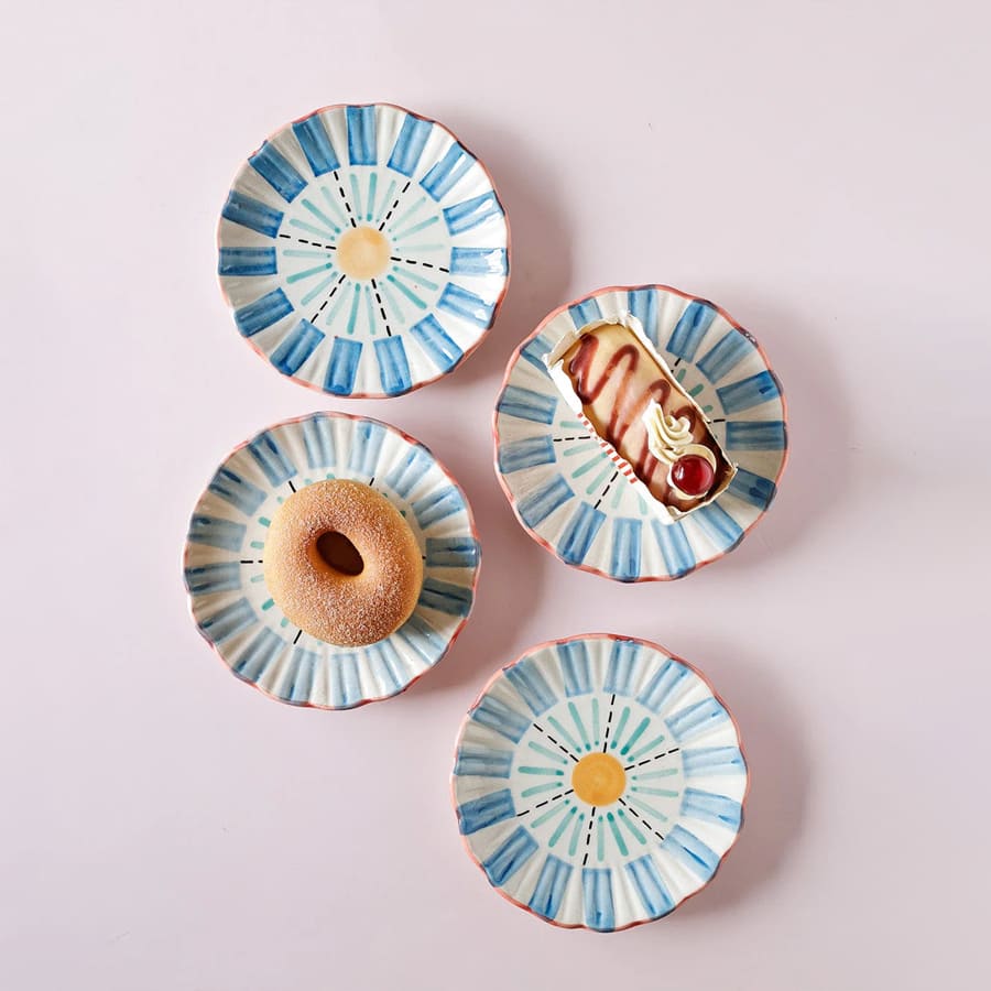 Masquerade Ceramic Blue Snacks Plate Set of 4