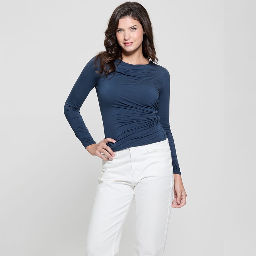 Guess Women's Full Sleeve Blue Tee