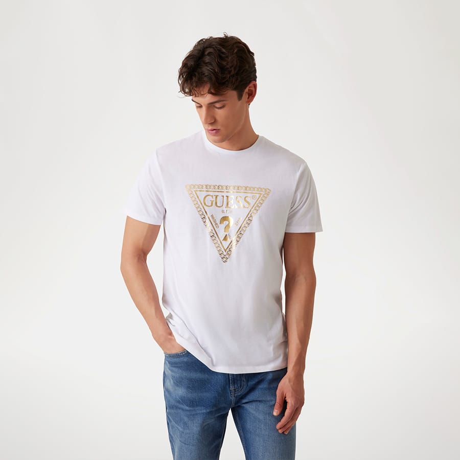 Guess Men's White Logo Tee