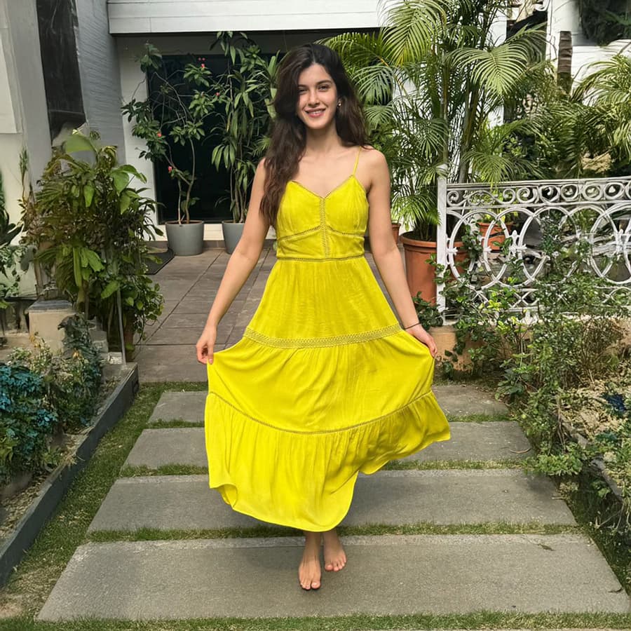 Madame Shanaya Kapoor Green Cotton Tiered Cami Dres