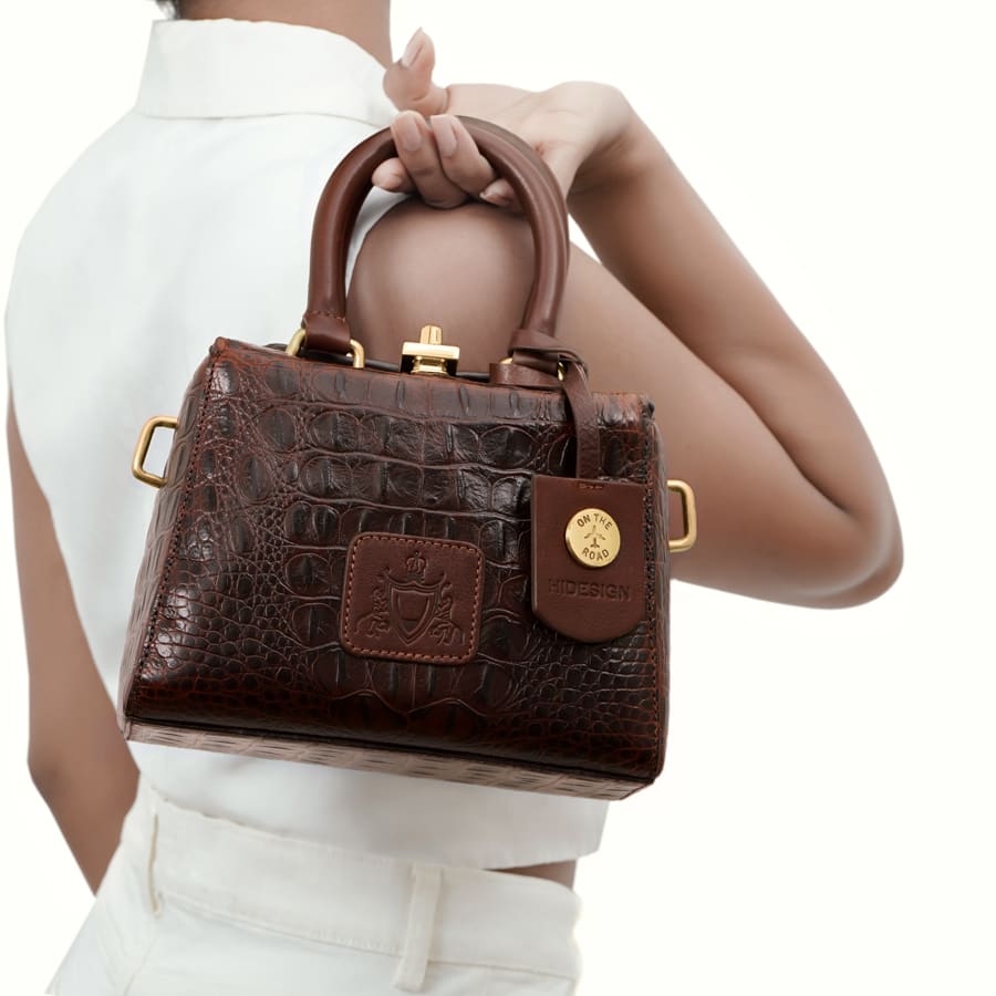 Women's Leather Sling Bag - Dark Brown