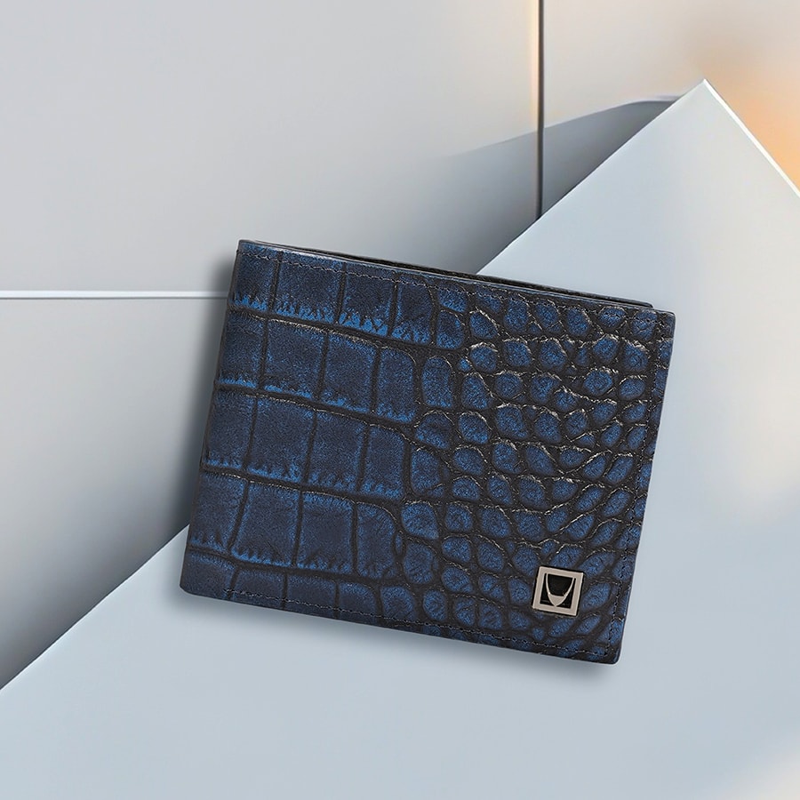 Men's Leather Bi-Fold Wallet - Midnight Blue Black