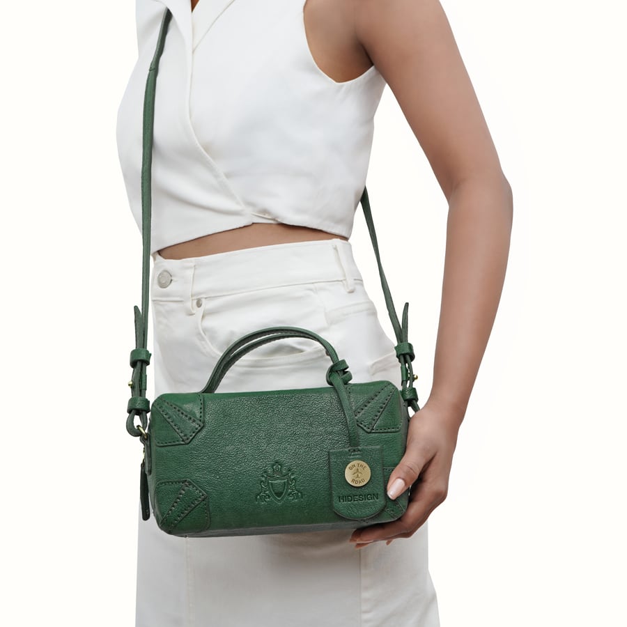Women's Leather Sling Bag - Green