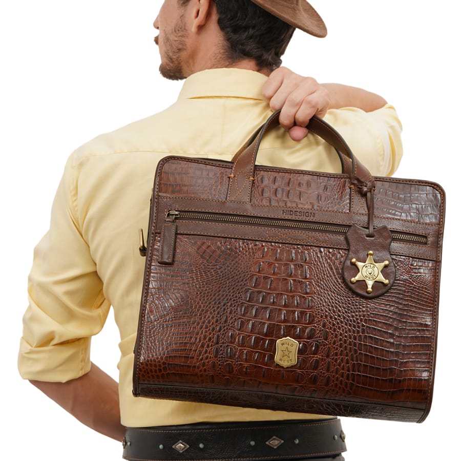 Men's Leather Briefcase - Brown
