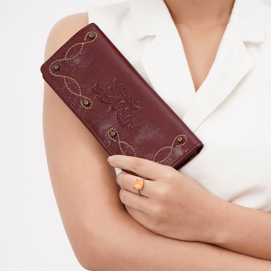 Women's Bi-Fold Leather Wallet - Marsala