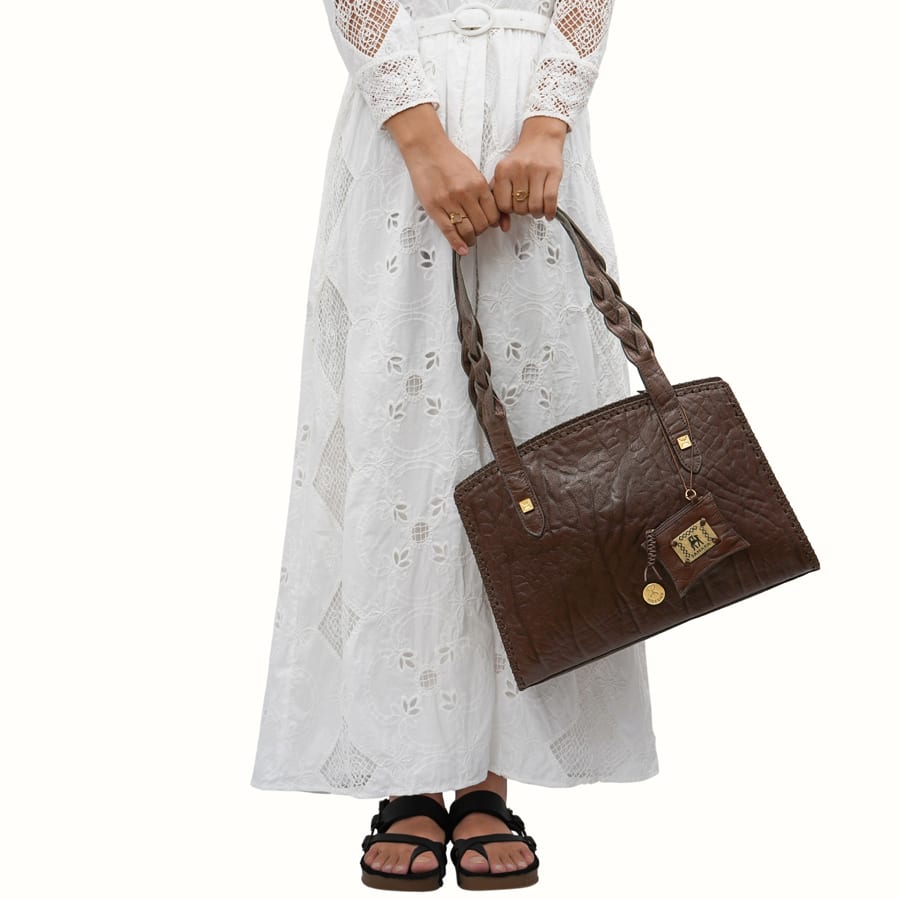 Leather Shoulder Bag For Women - Brown