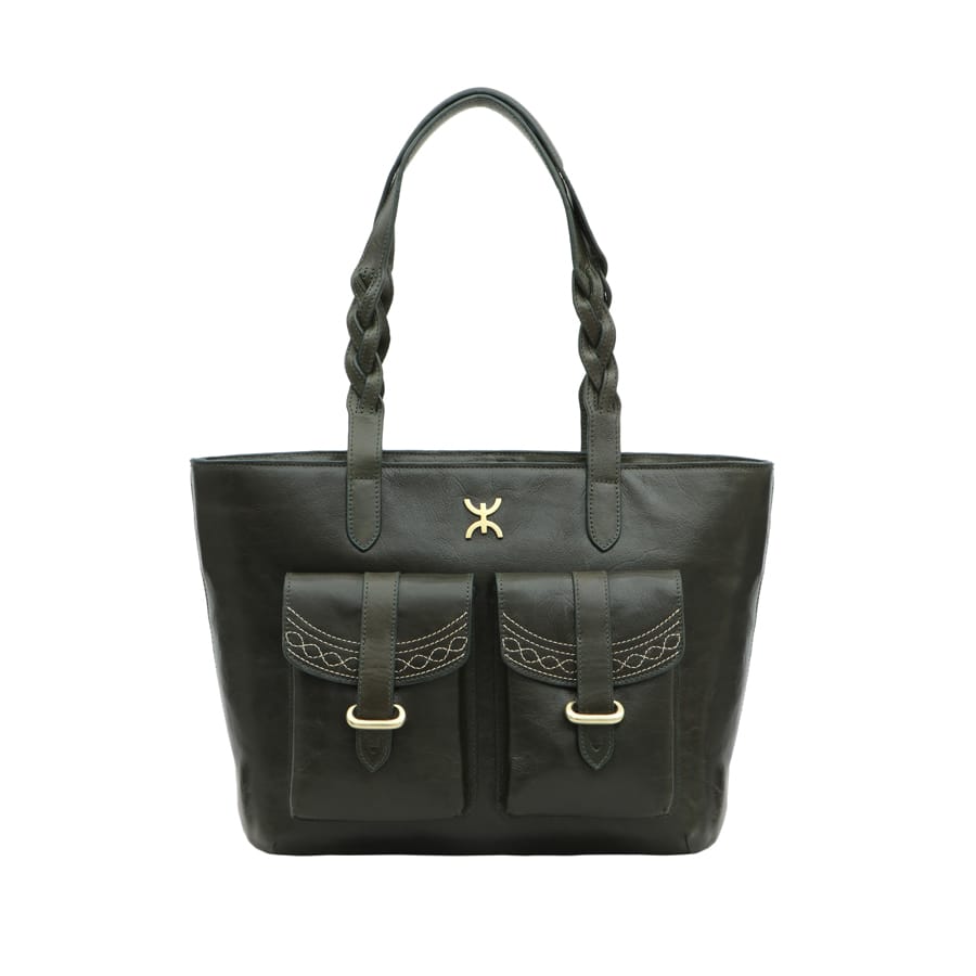 Women's Leather Tote Bag - Olive