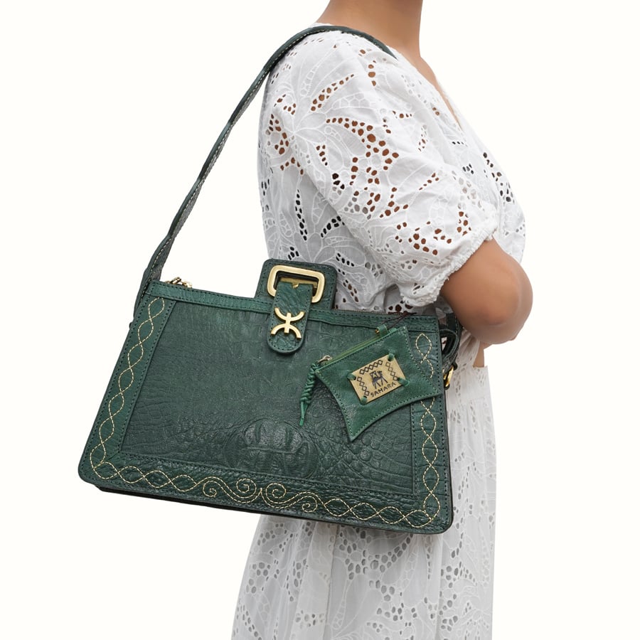 Leather Shoulder Bag For Women - Green