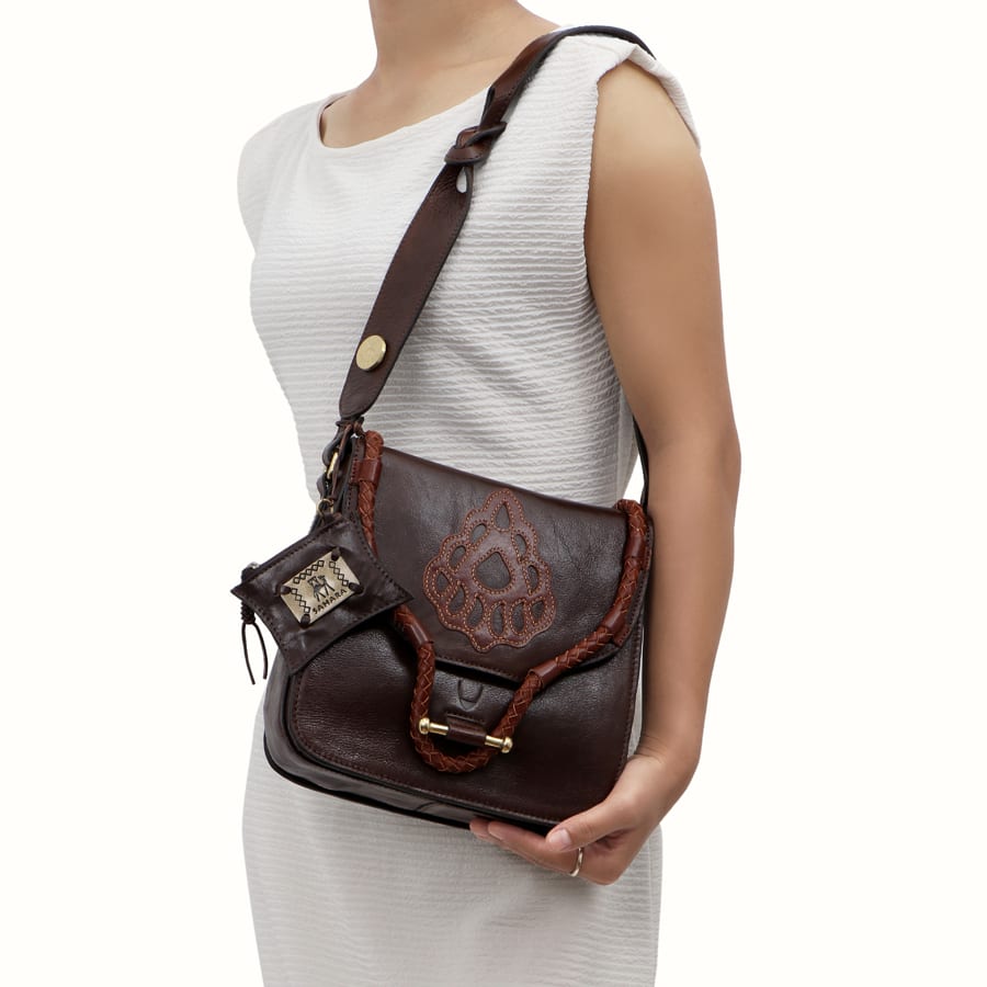 Leather Shoulder Bag For Women - Brown Tan