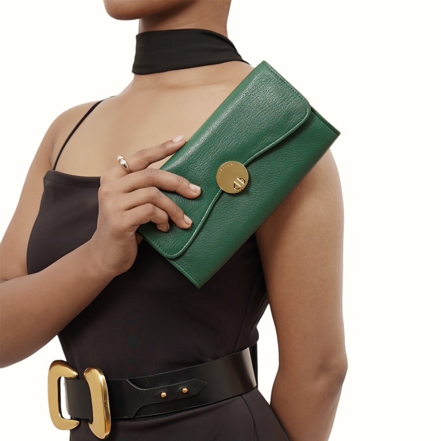 Women's Bi-Fold Leather Wallet - Green