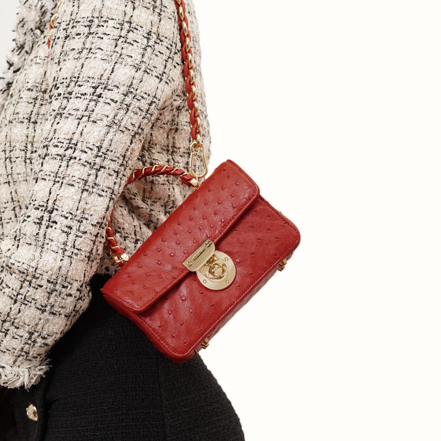 Leather Shoulder Bag For Women - Red