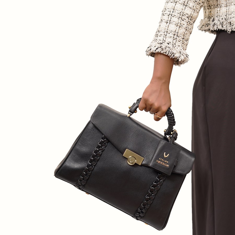 Leather Shoulder Bag For Women - Black