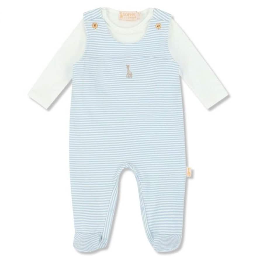 Baby Boys White & Blue Cotton Romper