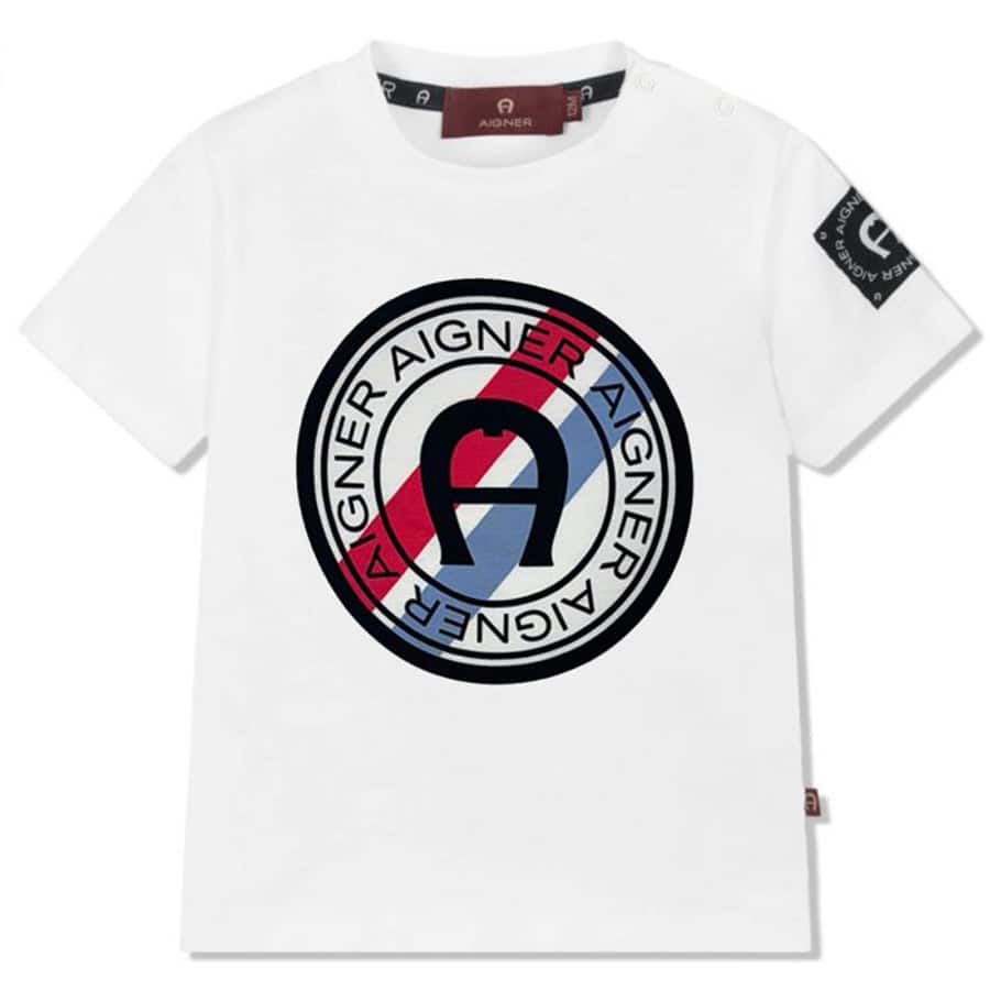 Baby Boys White Logo Print T-Shirt
