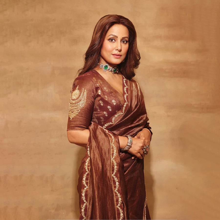 Brown Madakal Tissue Saree