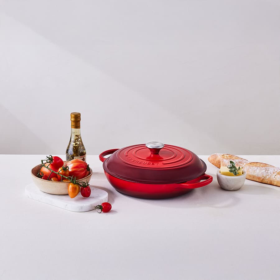 Cast Iron Signature Shallow Casserole/Dutch Oven - Cherry Red (30 cms)