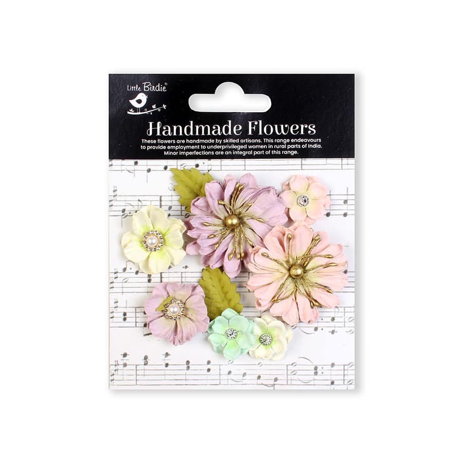 Handmade Flowers Precious Pink Liora Approx 2 &4.5Cm 9Pc